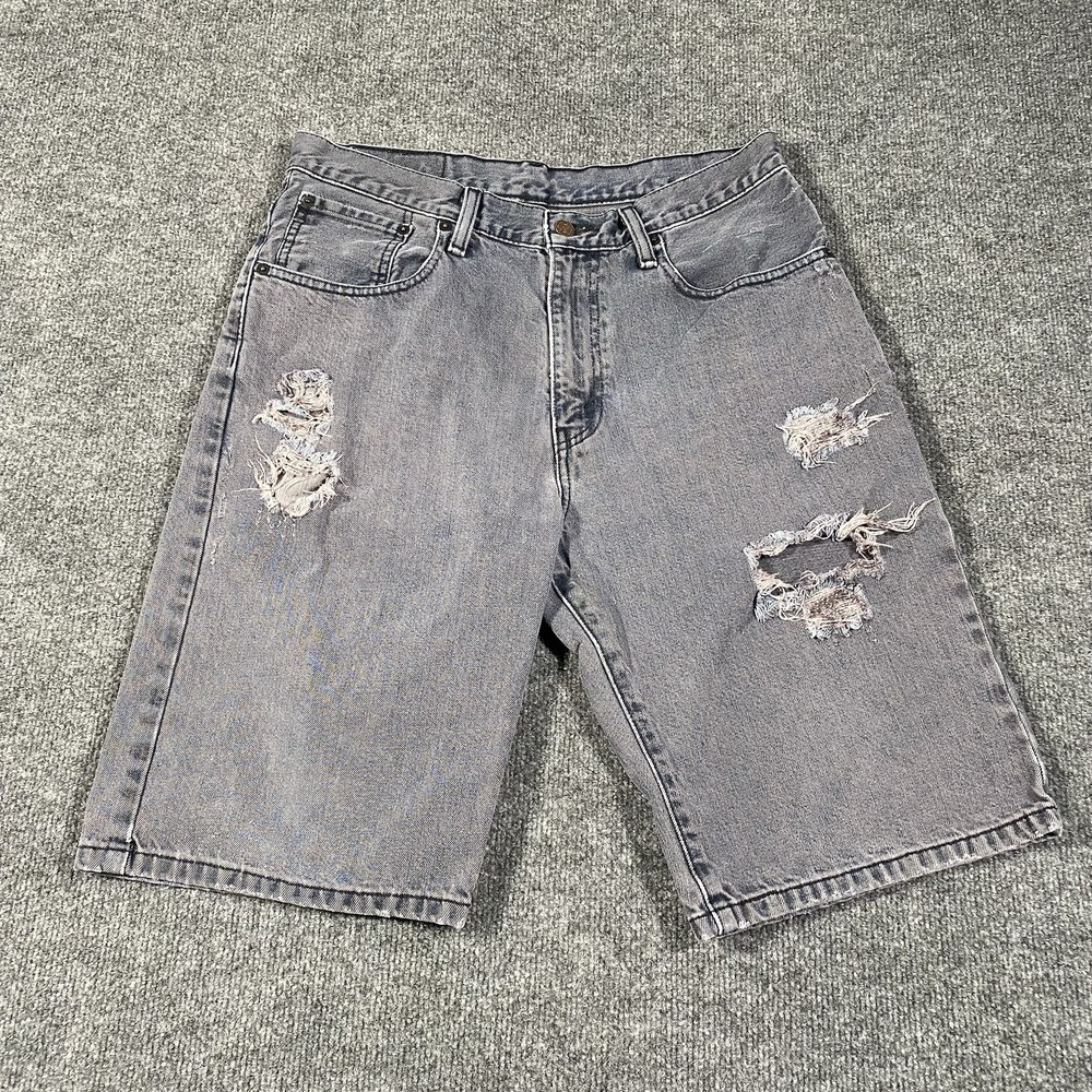 Levis 569 Jean Shorts Mens Size 31 Baggy Wide Leg Skater Ripped Distressed Jorts